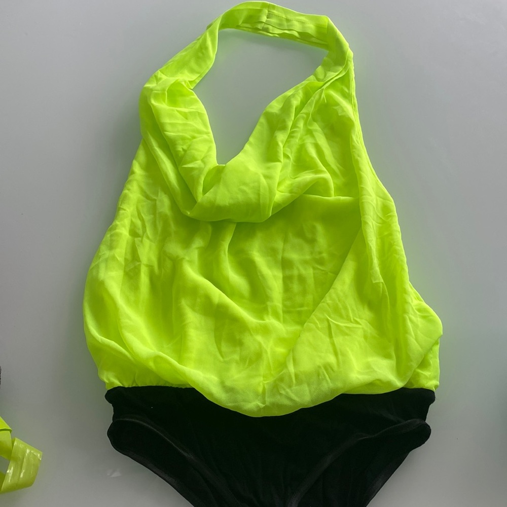 Fluorescent green bodysuit top. New